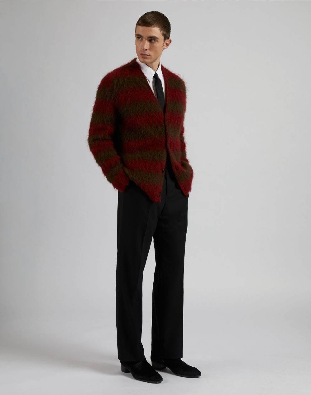 Lardini Cardigan in kid mohair con lavorazione jacquard bicolore Acquista Ora