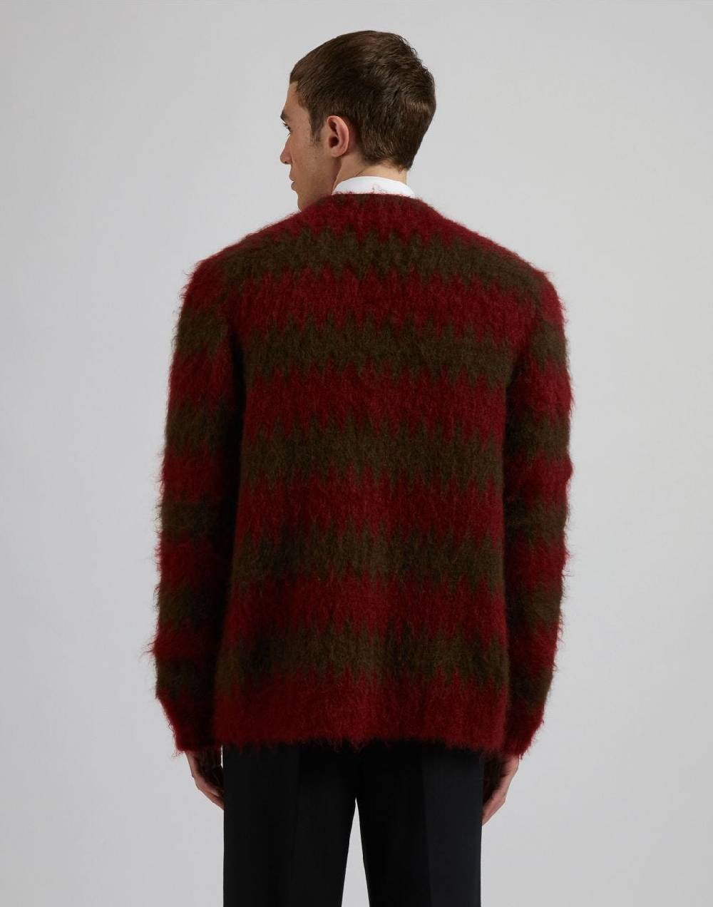 Lardini Cardigan in kid mohair con lavorazione jacquard bicolore Acquista Ora