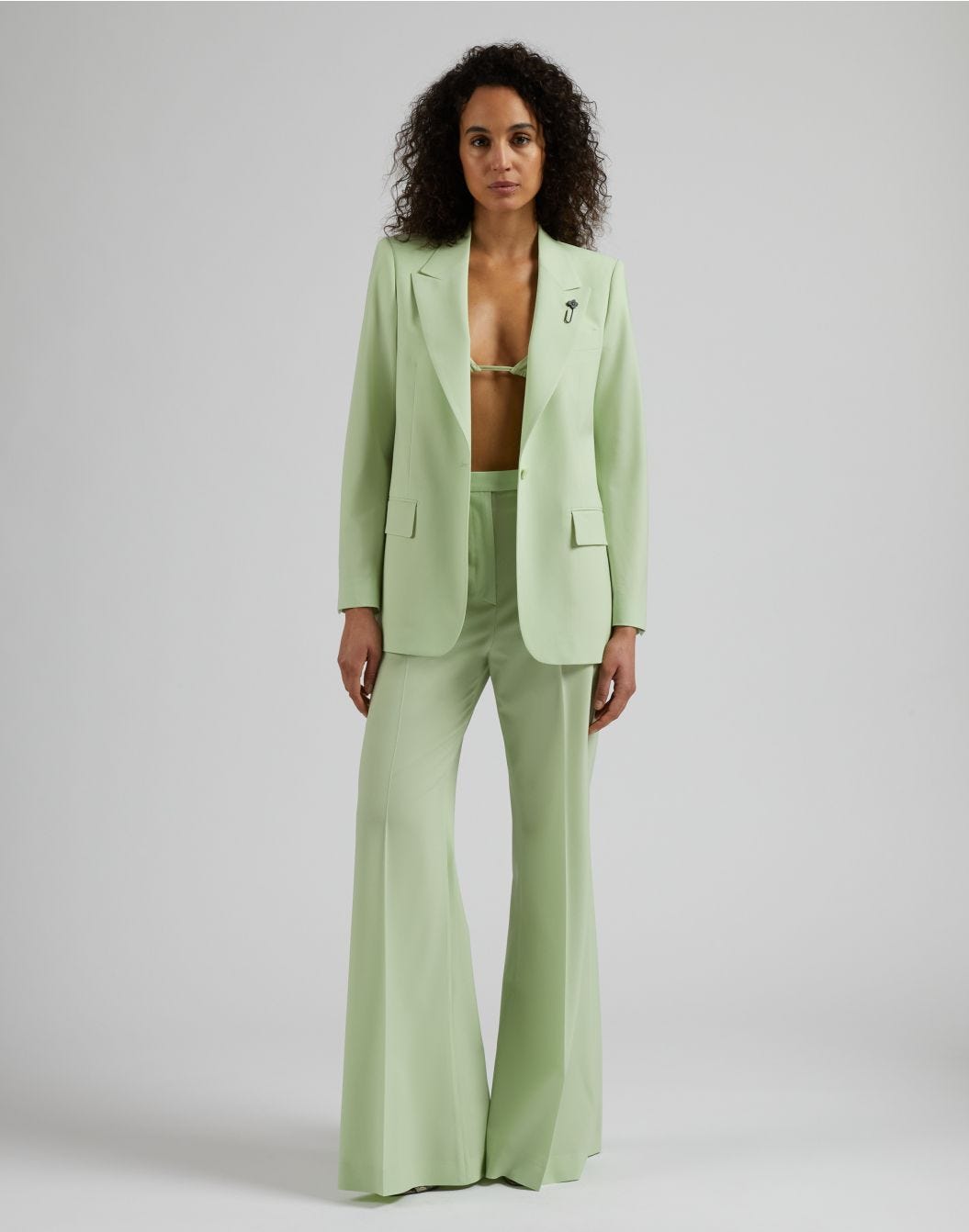Lardini Giacca monopetto foderata in tessuto di lana stretch verde Prezzo Ridotto