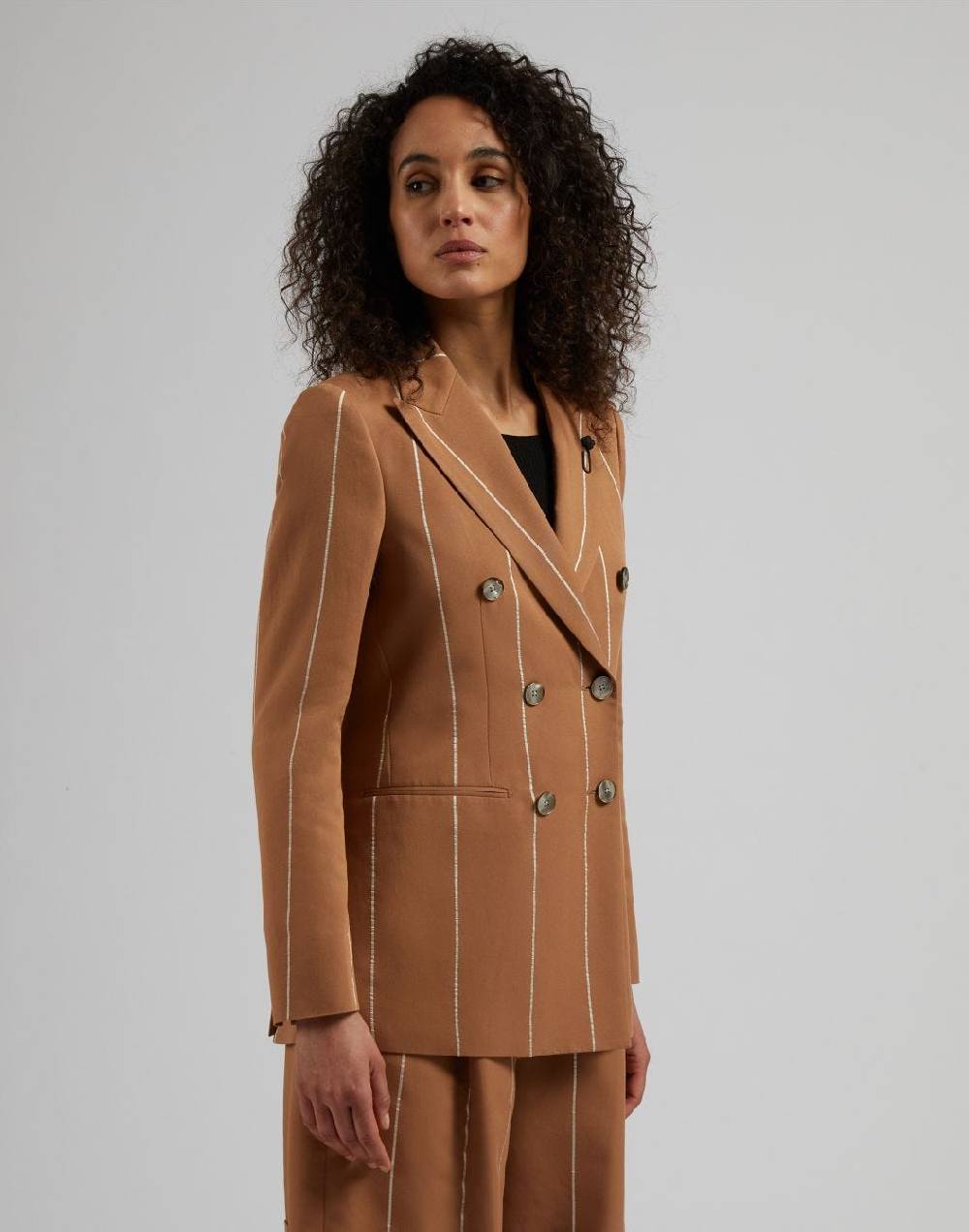Lardini Blazer doppiopetto ruggine in viscosa gessato largo Novità