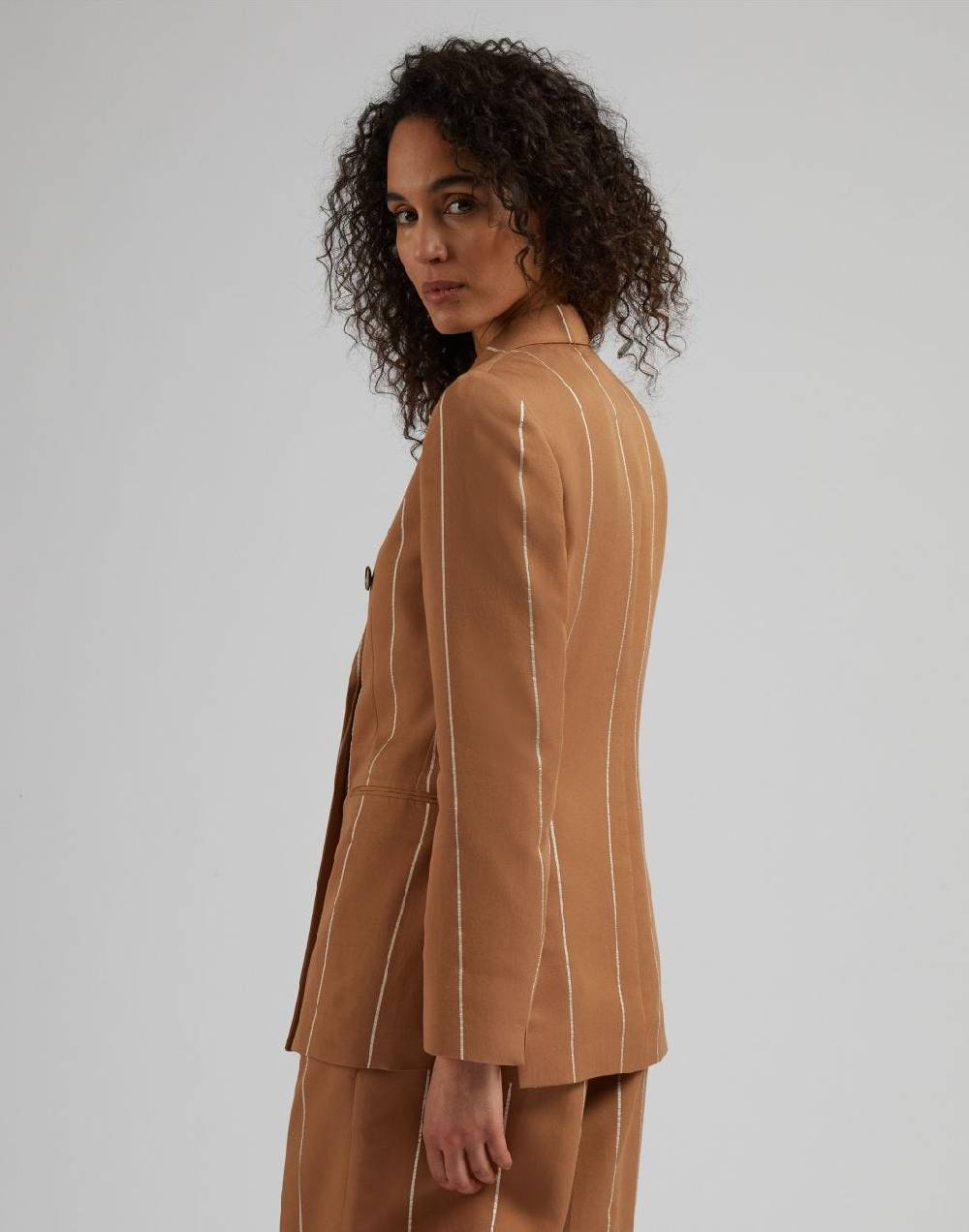 Lardini Blazer doppiopetto ruggine in viscosa gessato largo Novità