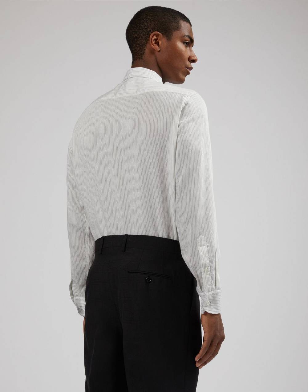 Lardini Camicia bianca a righe in popeline soft touch Sconto