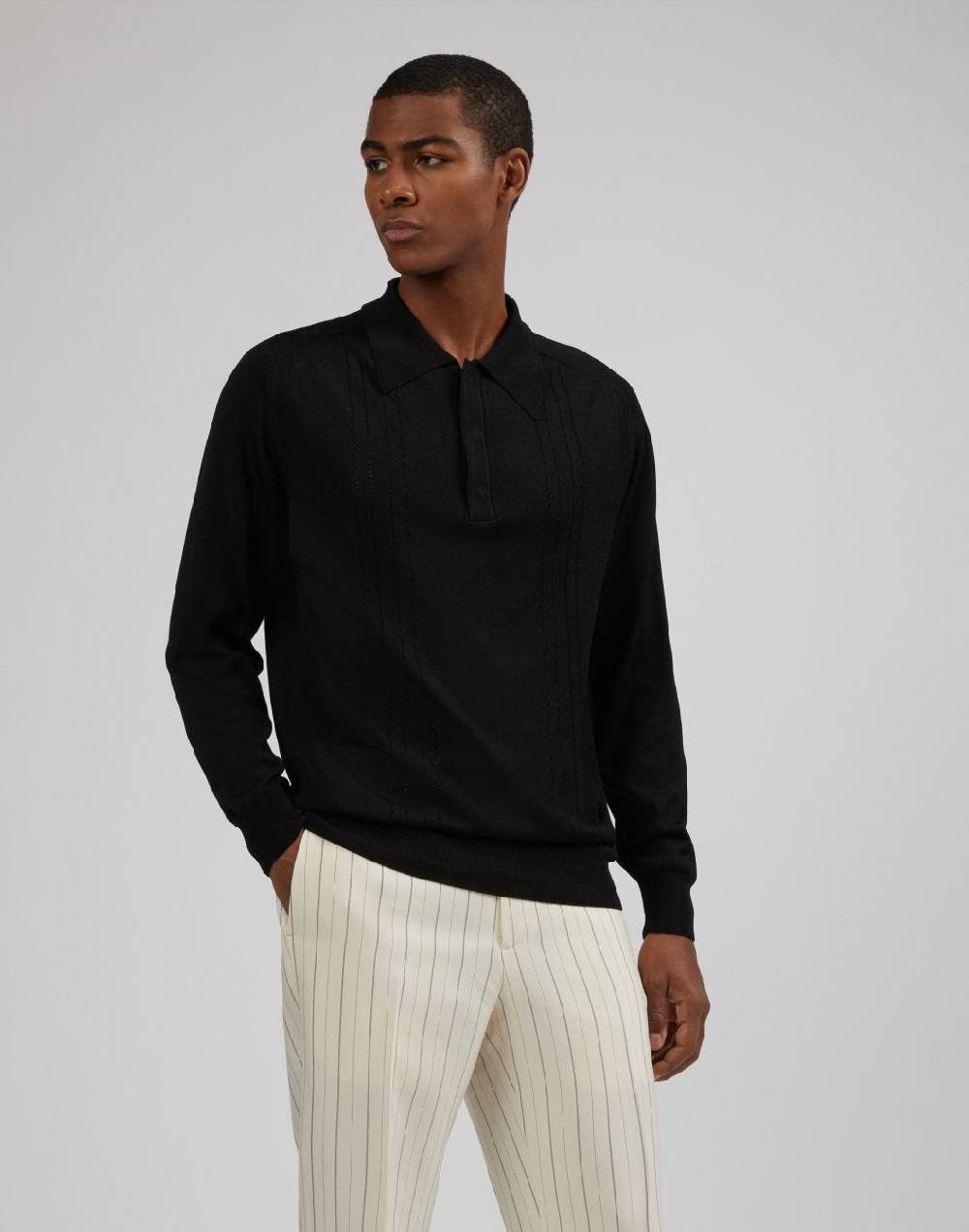Lardini Polo a manica lunga nera Online