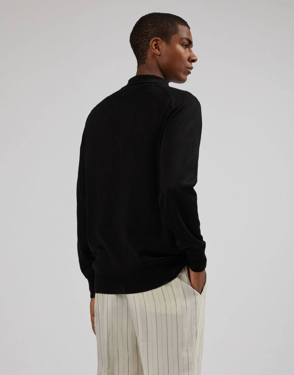 Lardini Polo a manica lunga nera Online