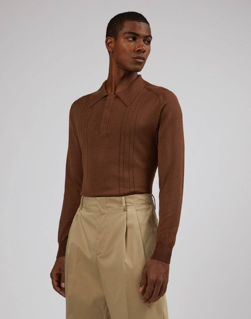 Lardini Polo a manica lunga nocciola Outlet