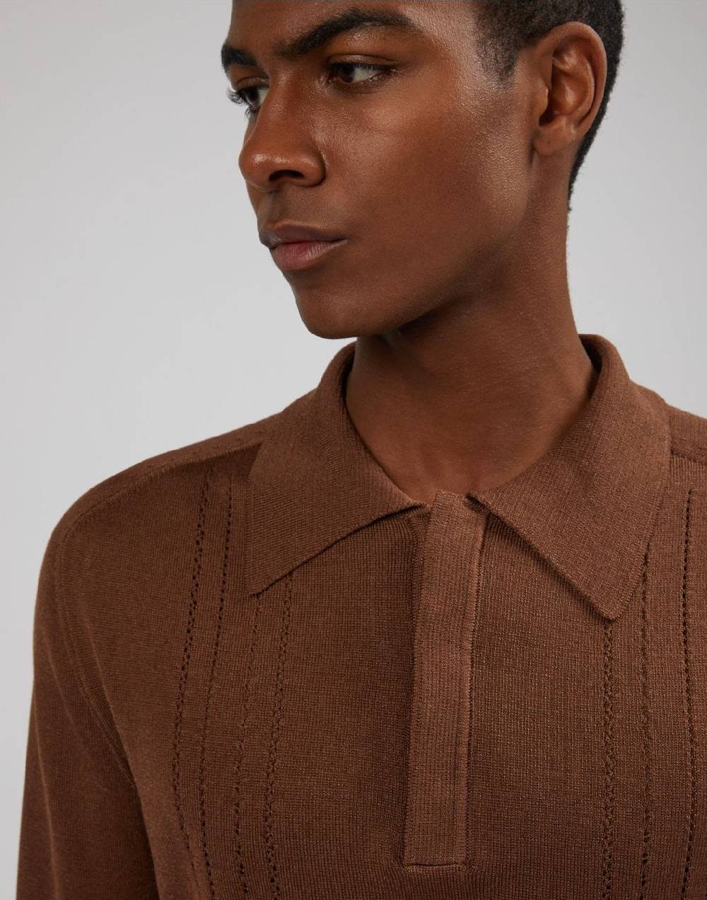 Lardini Polo a manica lunga nocciola Outlet