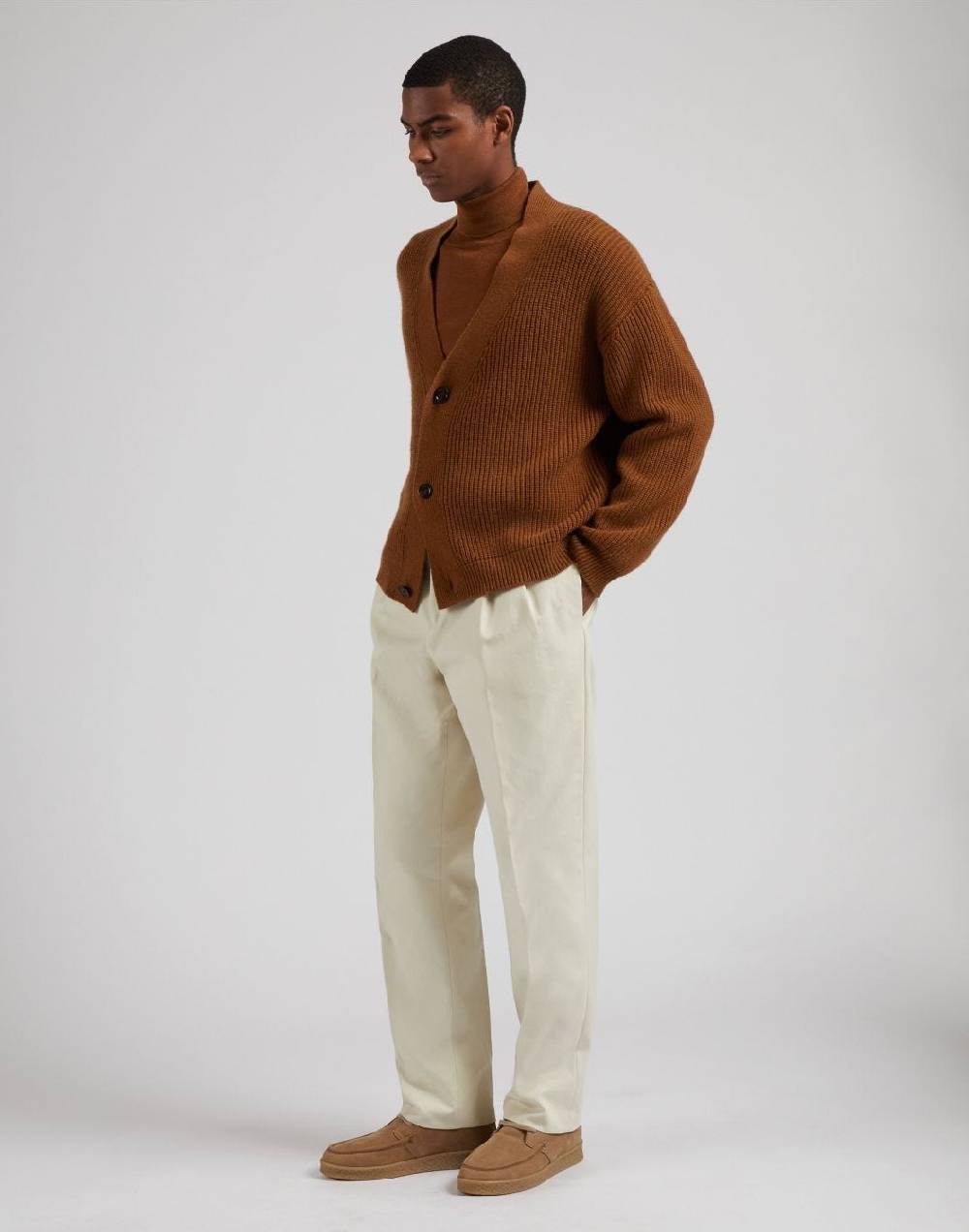 Lardini Cardigan nocciola in lana e cashmere Saldi