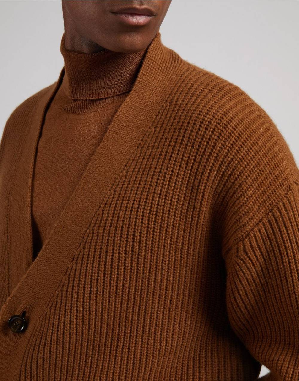 Lardini Cardigan nocciola in lana e cashmere Saldi