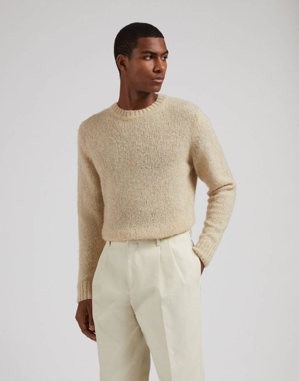 Lardini Maglia girocollo beige a manica lunga Offerte