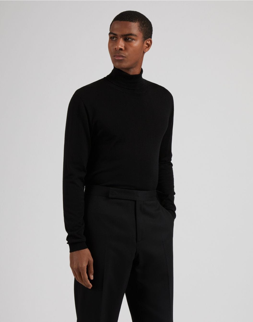 Lardini Dolcevita nero in lana merino, seta e cashmere Vendita Economica