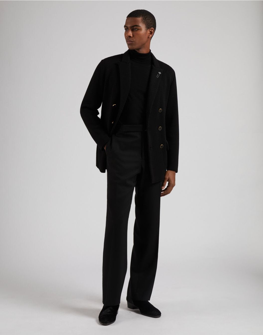 Lardini Dolcevita nero in lana merino, seta e cashmere Vendita Economica