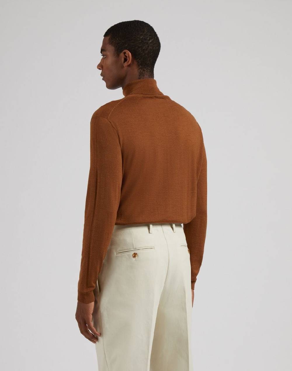 Lardini Dolcevita nocciola in lana merino, seta e cashmere Saldi Di Fabbrica