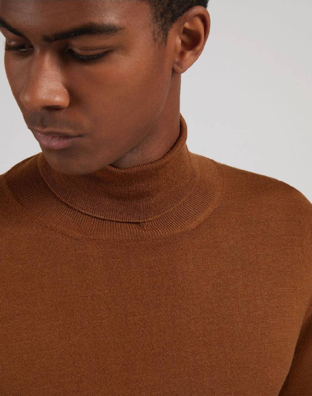 Lardini Dolcevita nocciola in lana merino, seta e cashmere Saldi Di Fabbrica