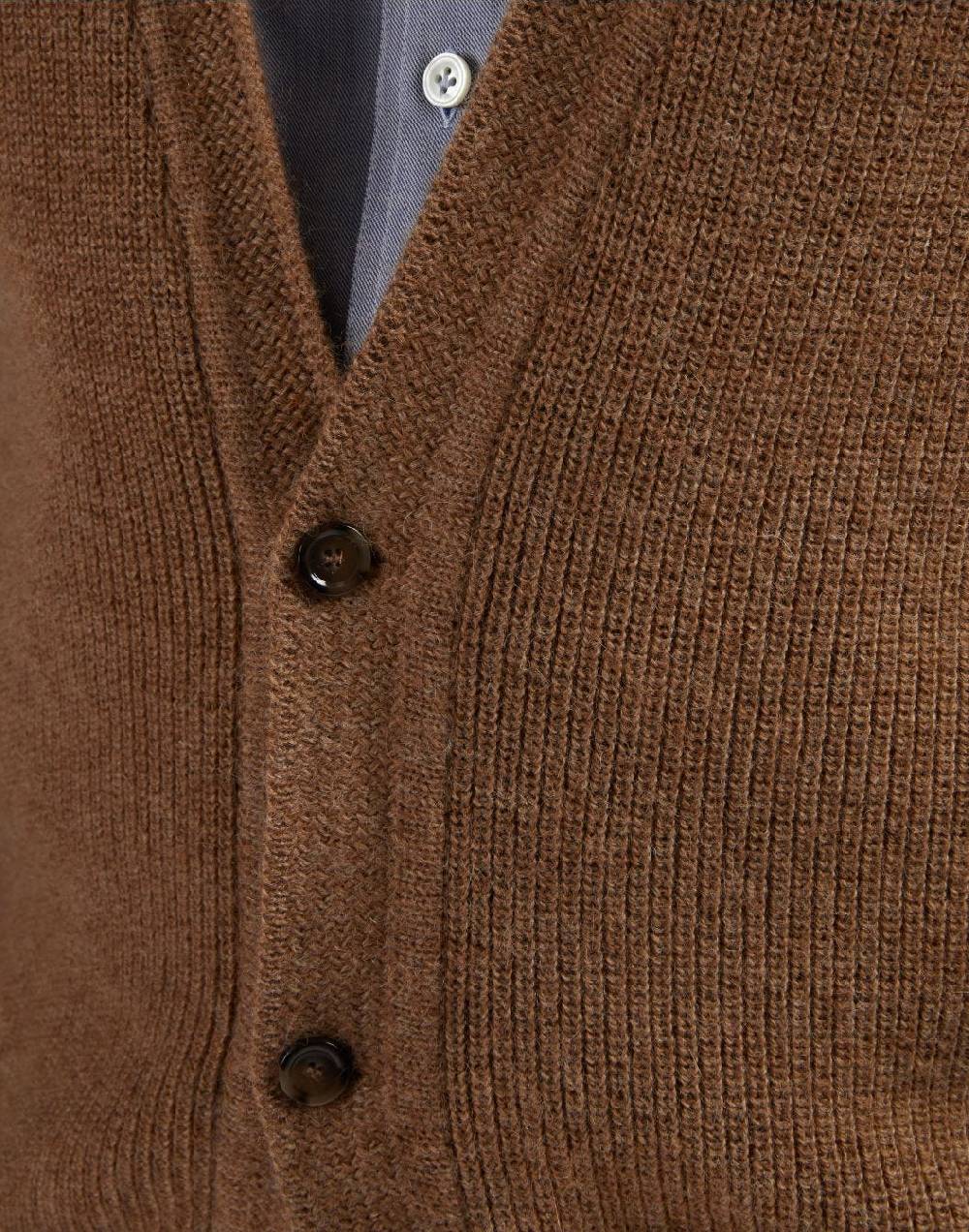 Lardini Gilet nocciola in maglia di lana bio e alpaca In Saldo
