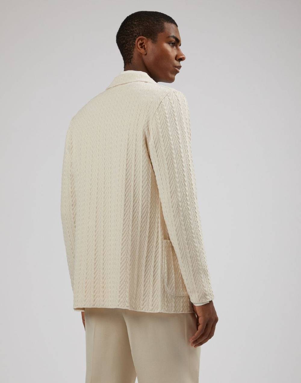 Lardini Giacca maglia panna in filato di cotone compatto 2025