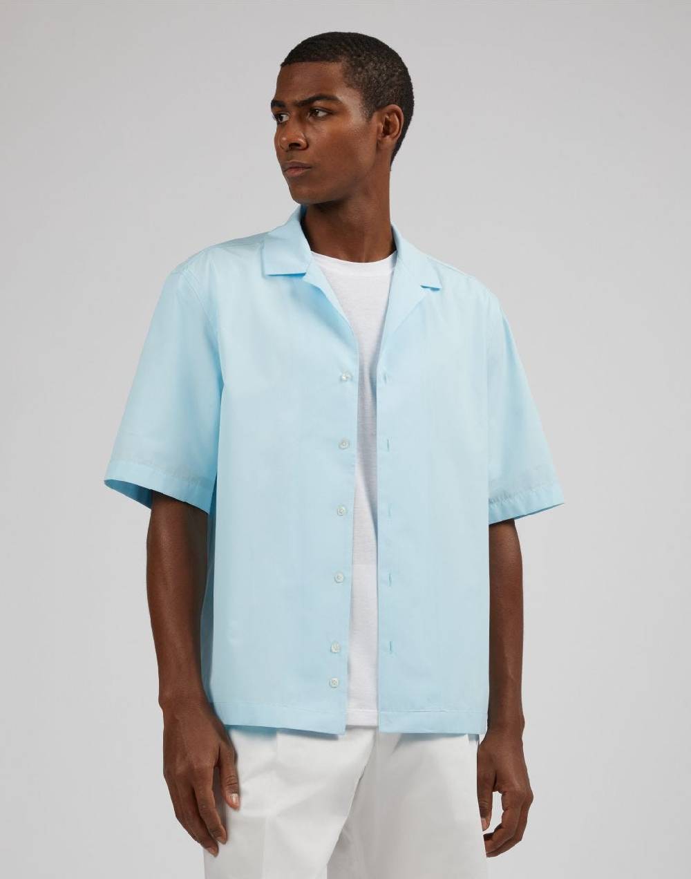 Lardini Camicia azzurra in popeline soft touch Italia