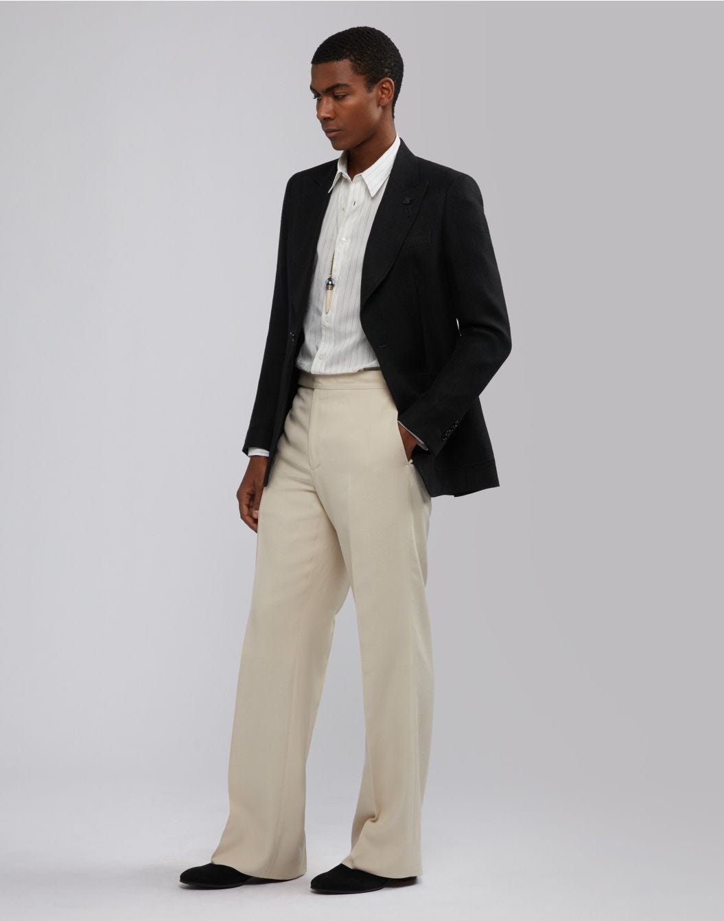 Lardini Pantalone attitude panna con fondo ampio Nuovo