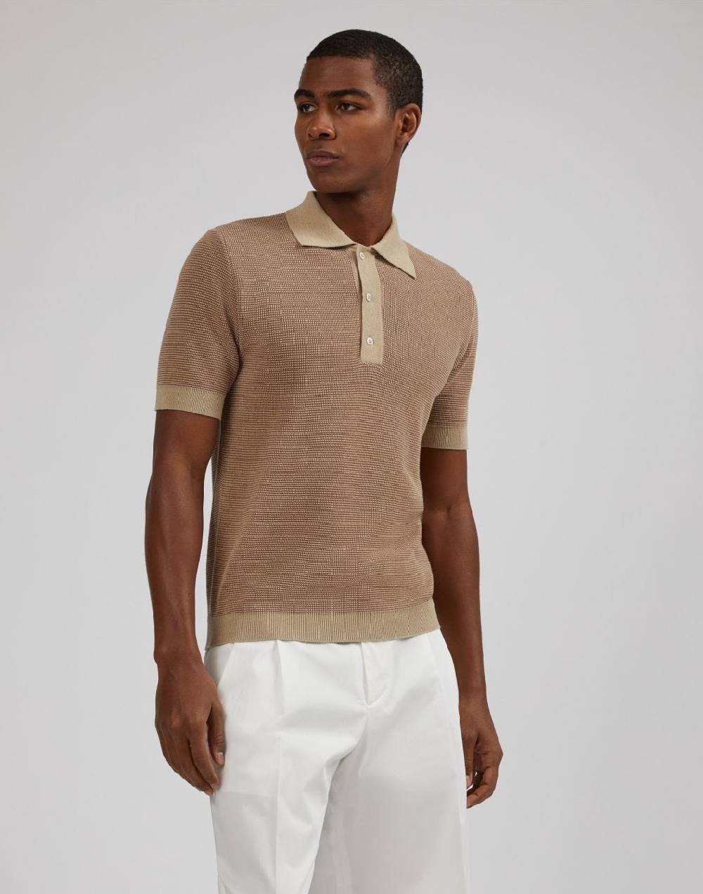 Lardini Polo bicolore con lavorazione jacquard Promozione