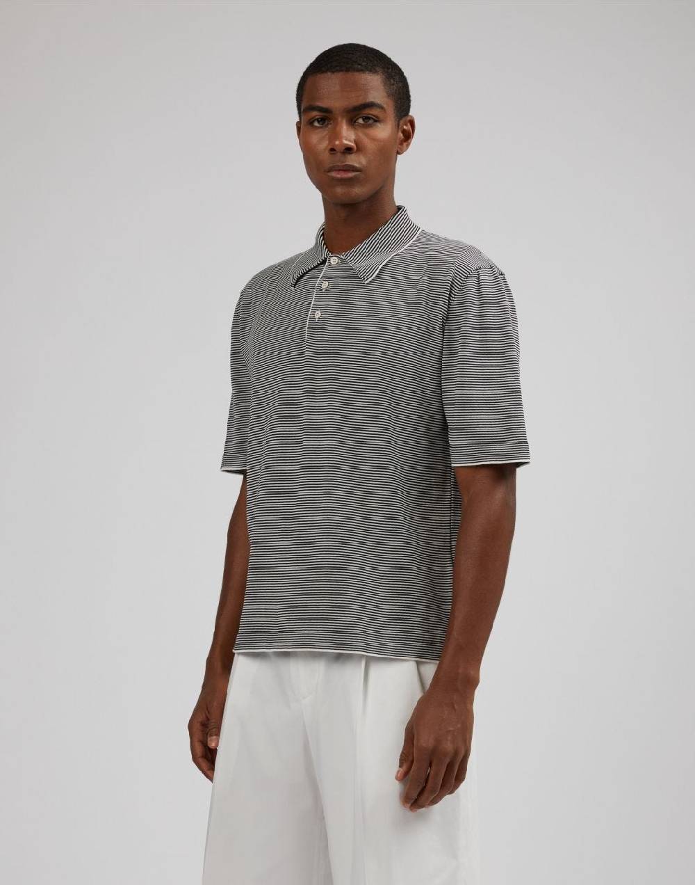Lardini Polo in cotone crêpe jacquard bicolore Spedizione Gratuita