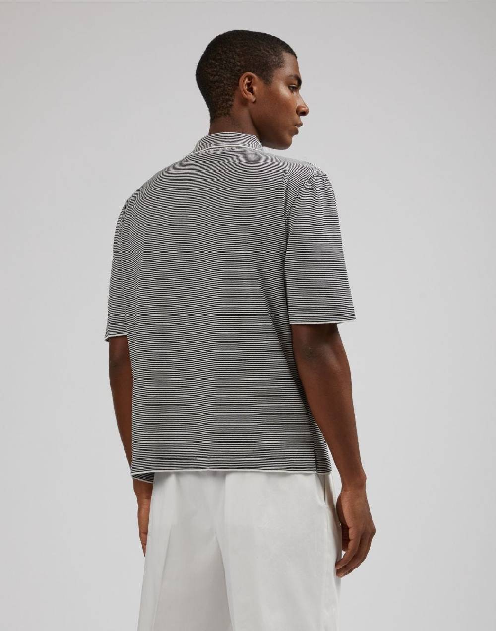 Lardini Polo in cotone crêpe jacquard bicolore Spedizione Gratuita