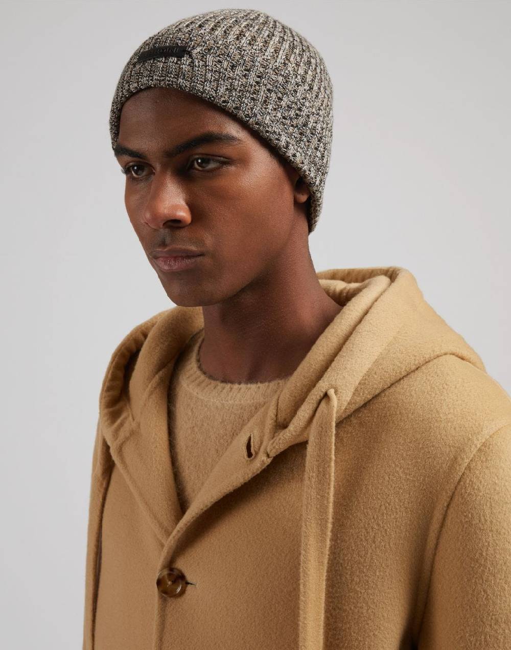 Lardini Berretto in lana merino 3 colori con lavorazione a coste Consegna Veloce