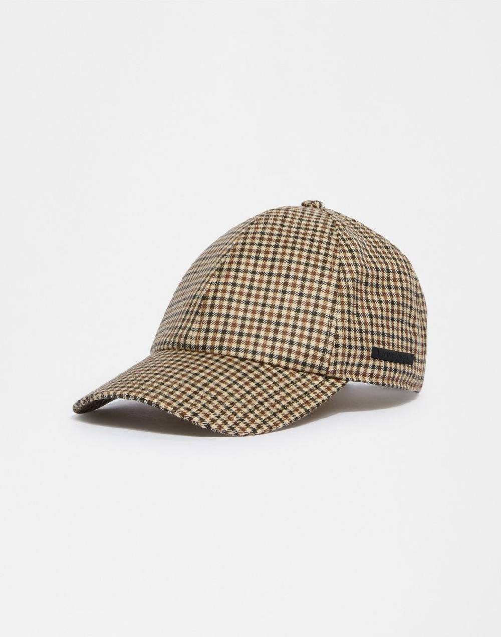 Lardini Cappello baseball in lana con disegno damier beige-marrone Fino Al -60%