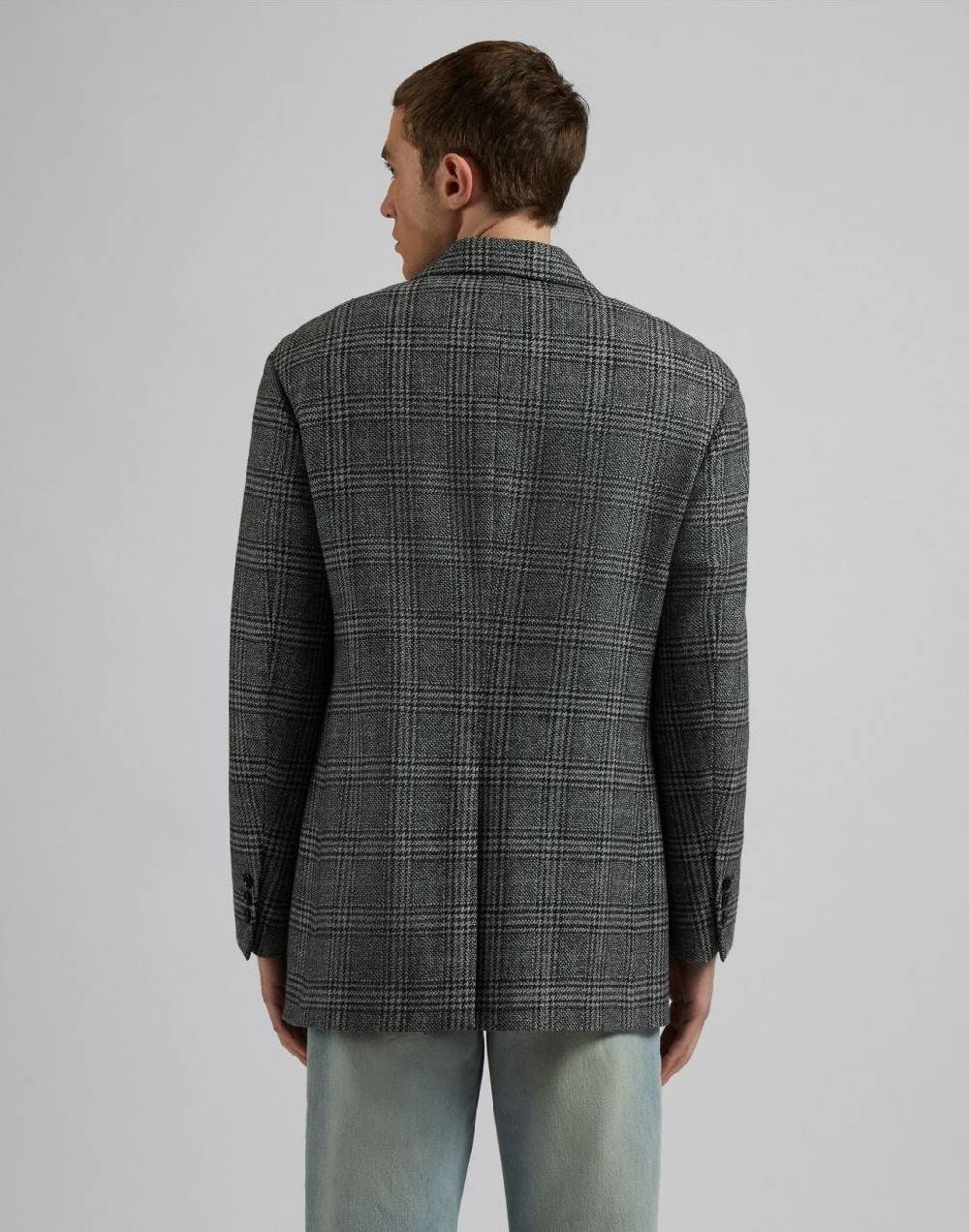 Lardini Giaccone monopetto in labswool di lana cashmere fantasia grigo-nero Shopping Online
