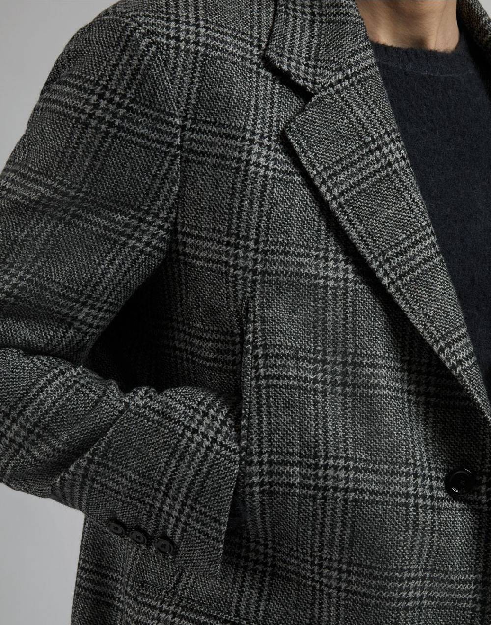 Lardini Giaccone monopetto in labswool di lana cashmere fantasia grigo-nero Shopping Online