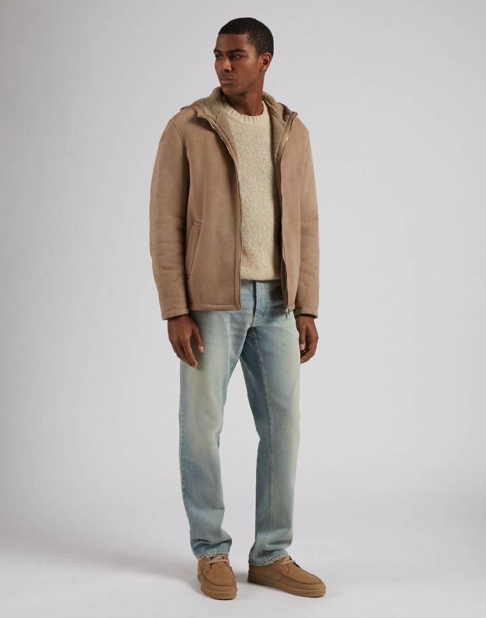 Lardini Giubbino con cappuccio in pelle di montone merino nocciola Affare Del Giorno