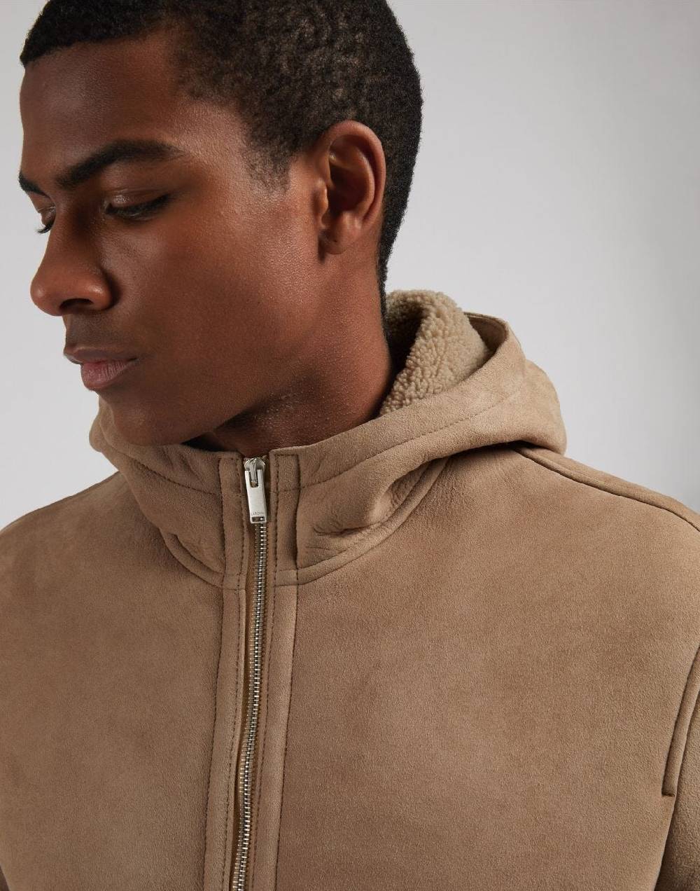 Lardini Giubbino con cappuccio in pelle di montone merino nocciola Affare Del Giorno