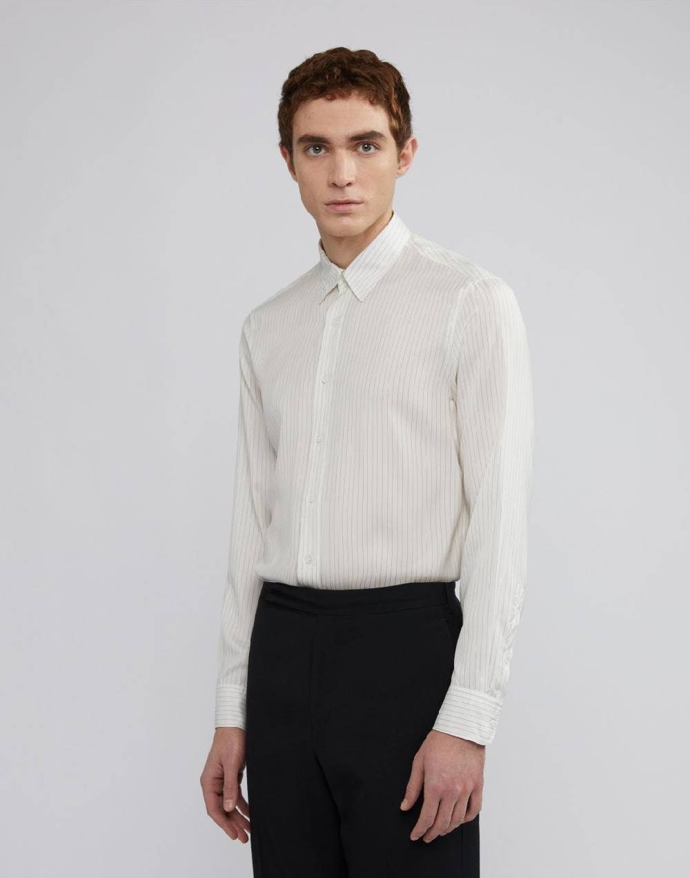 Lardini Camicia con collo italiano in seta habotai Online