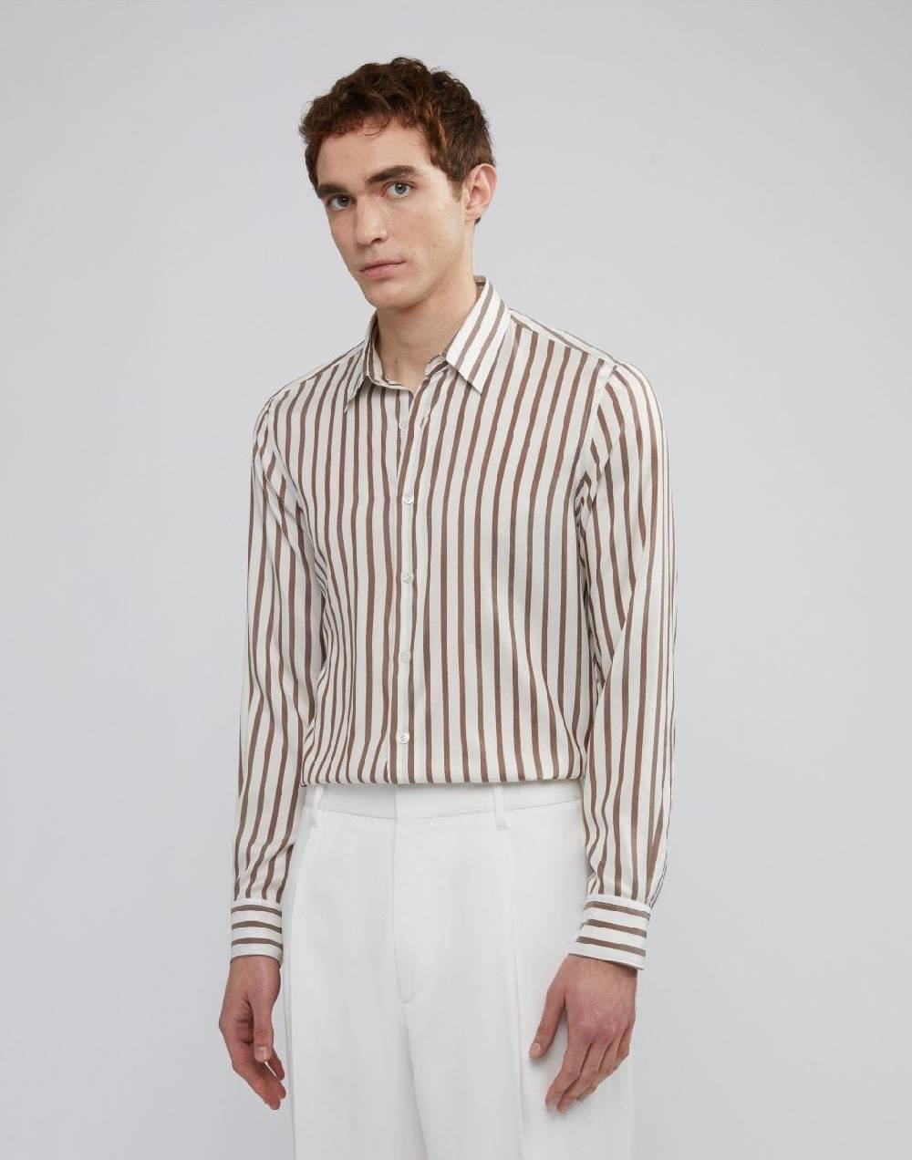 Lardini Camicia in seta con disegno riga Outlet