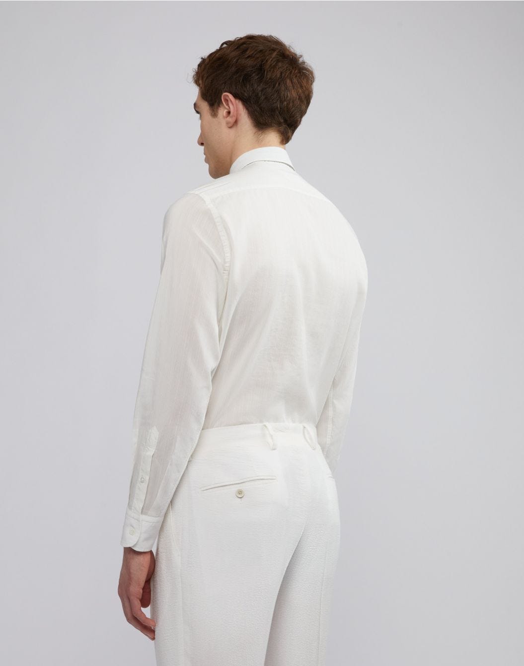 Lardini Camicia bianca con collo italiano in voile Saldi