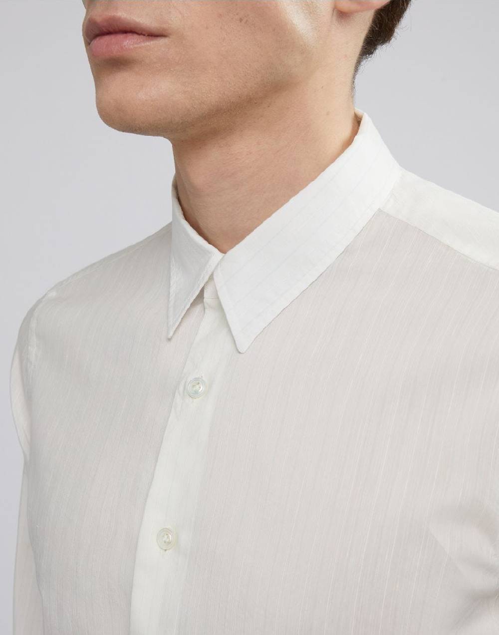 Lardini Camicia bianca con collo italiano in voile Saldi