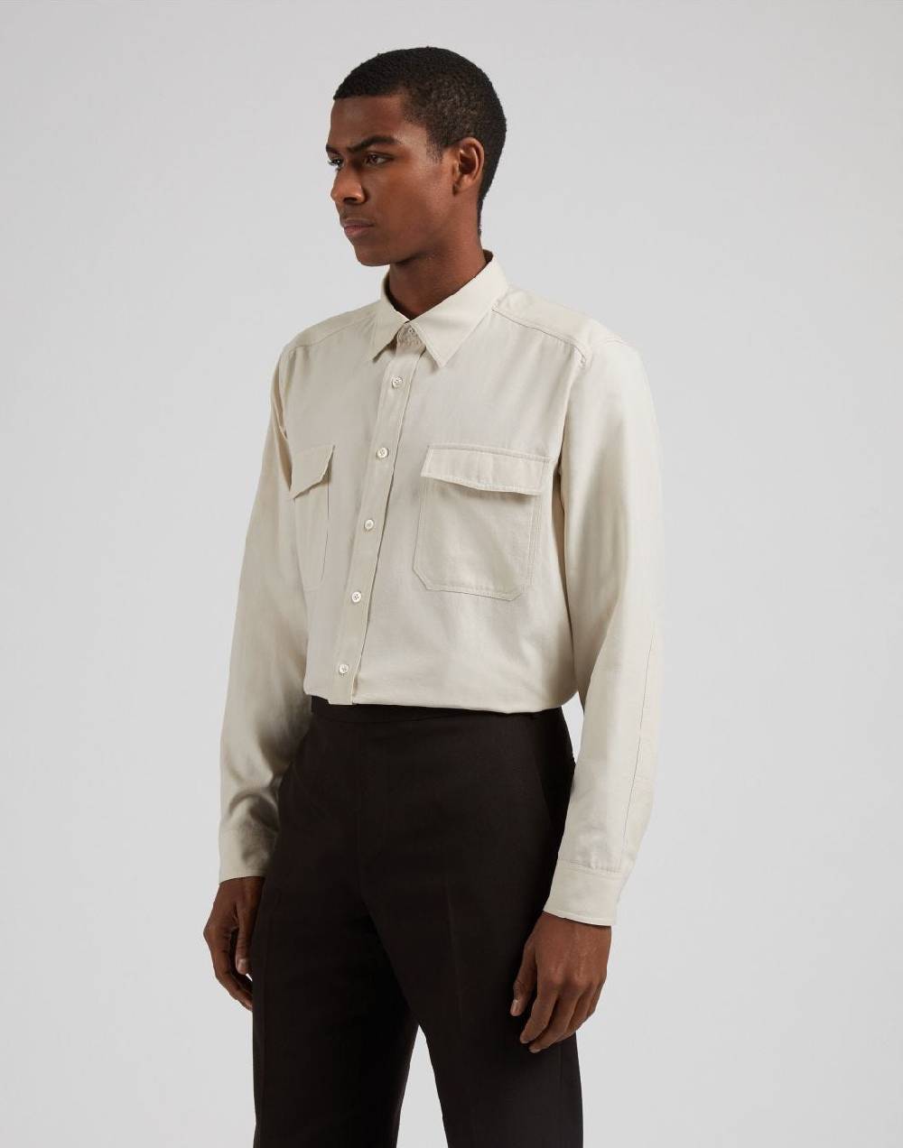 Lardini Camicia relaxed panna in twill di cotone washed In Saldo