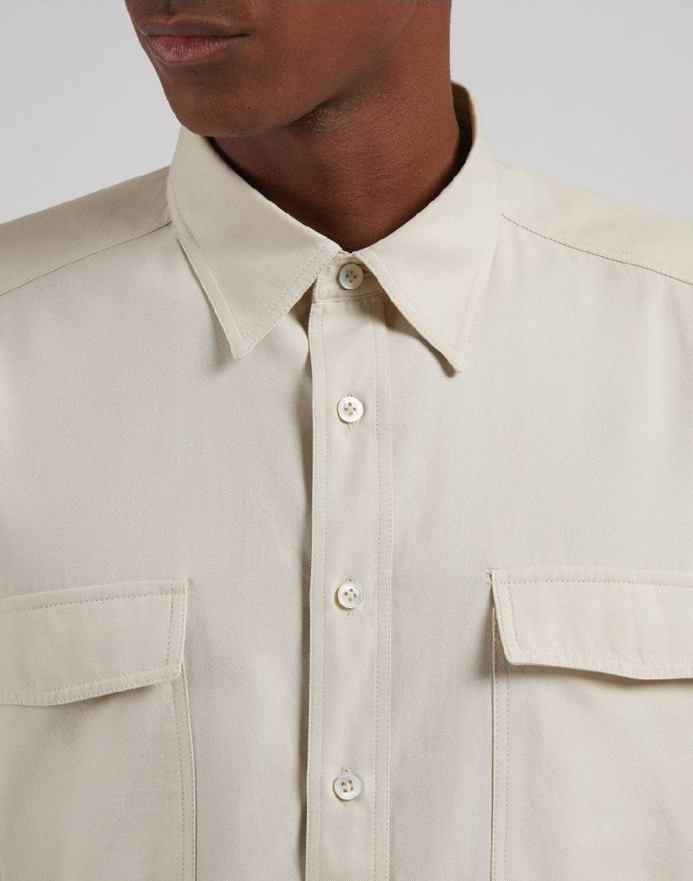 Lardini Camicia relaxed panna in twill di cotone washed In Saldo