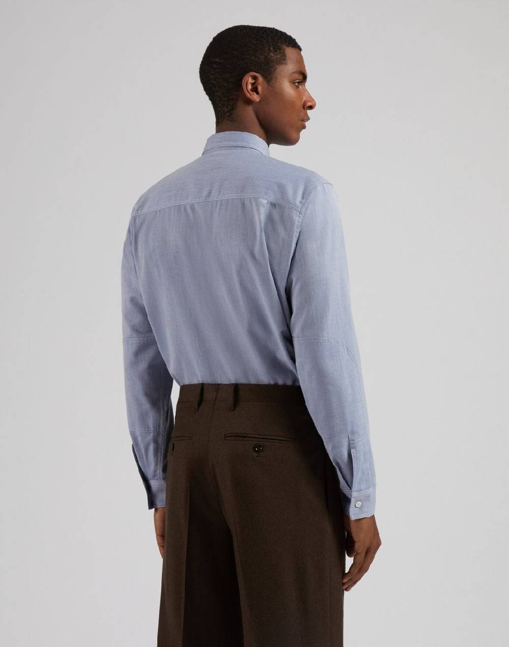 Lardini Camicia relaxed celeste in twill di cotone misto lana Nuova