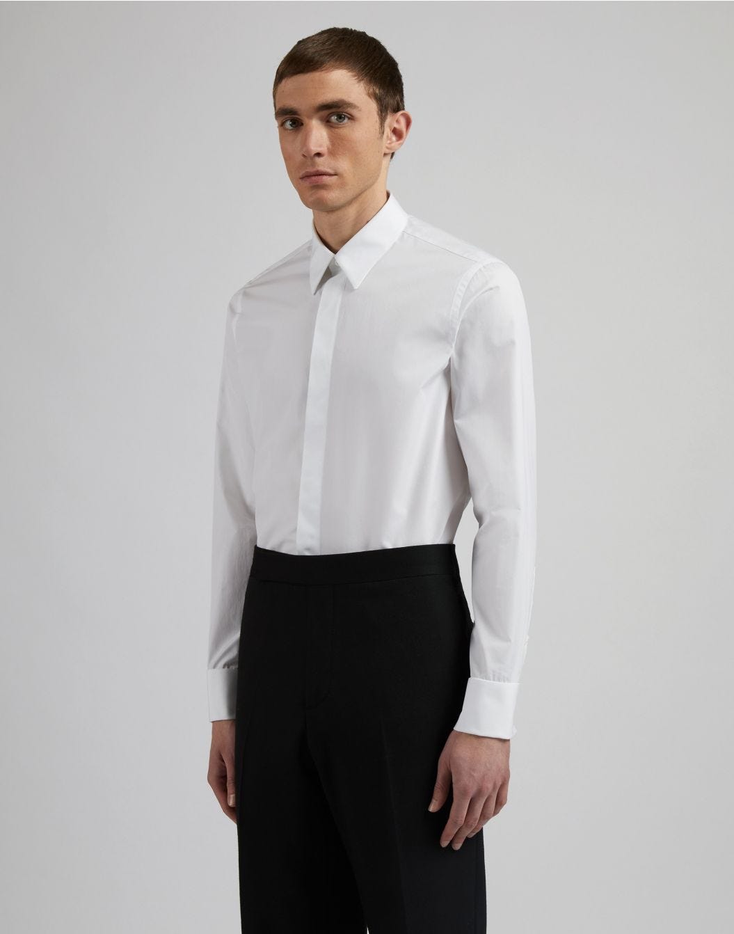 Lardini Camicia bianca in popeline di cotone con finta davanti 2025
