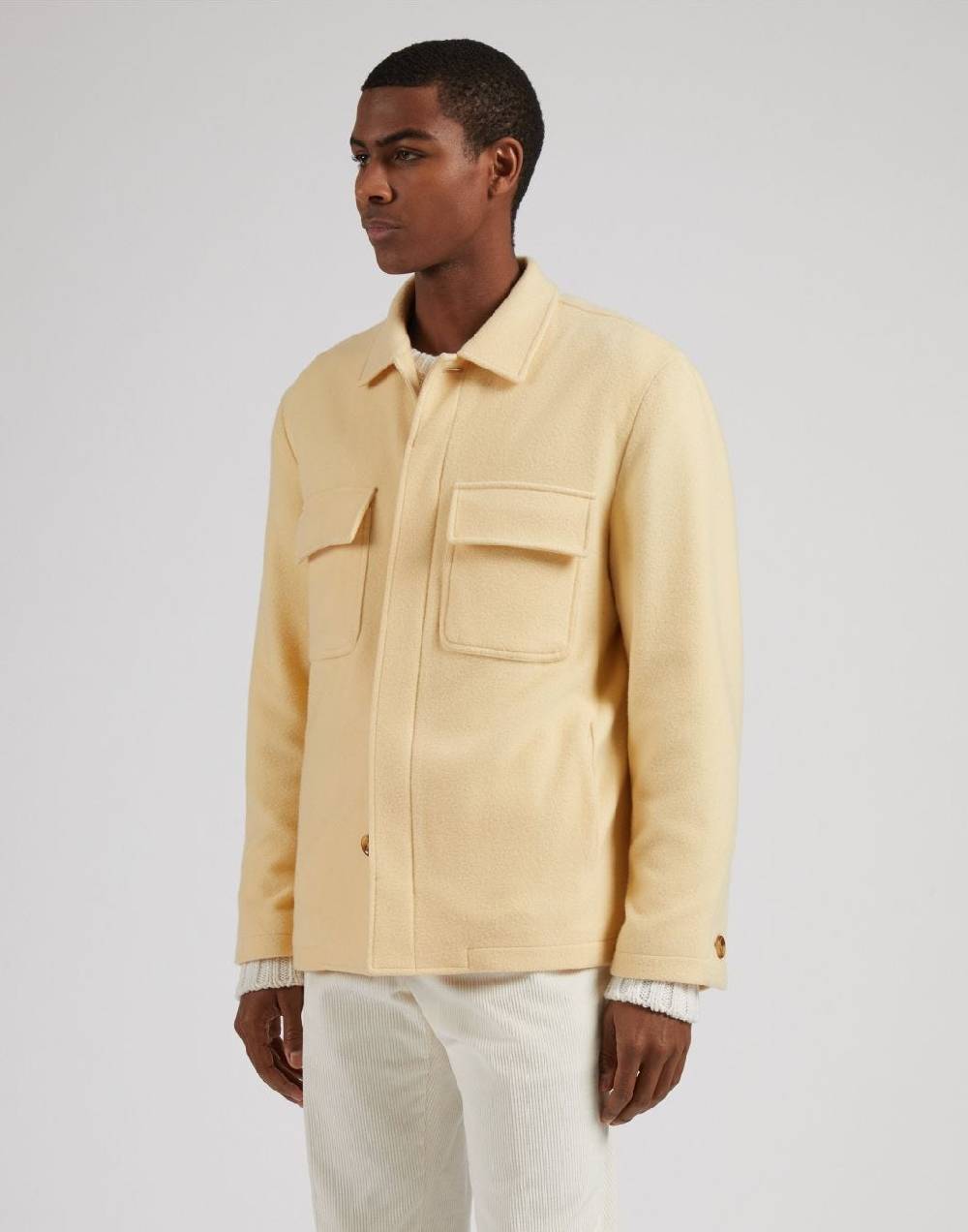 Lardini Giacca camicia gialla in panno lana e cashmere 2025