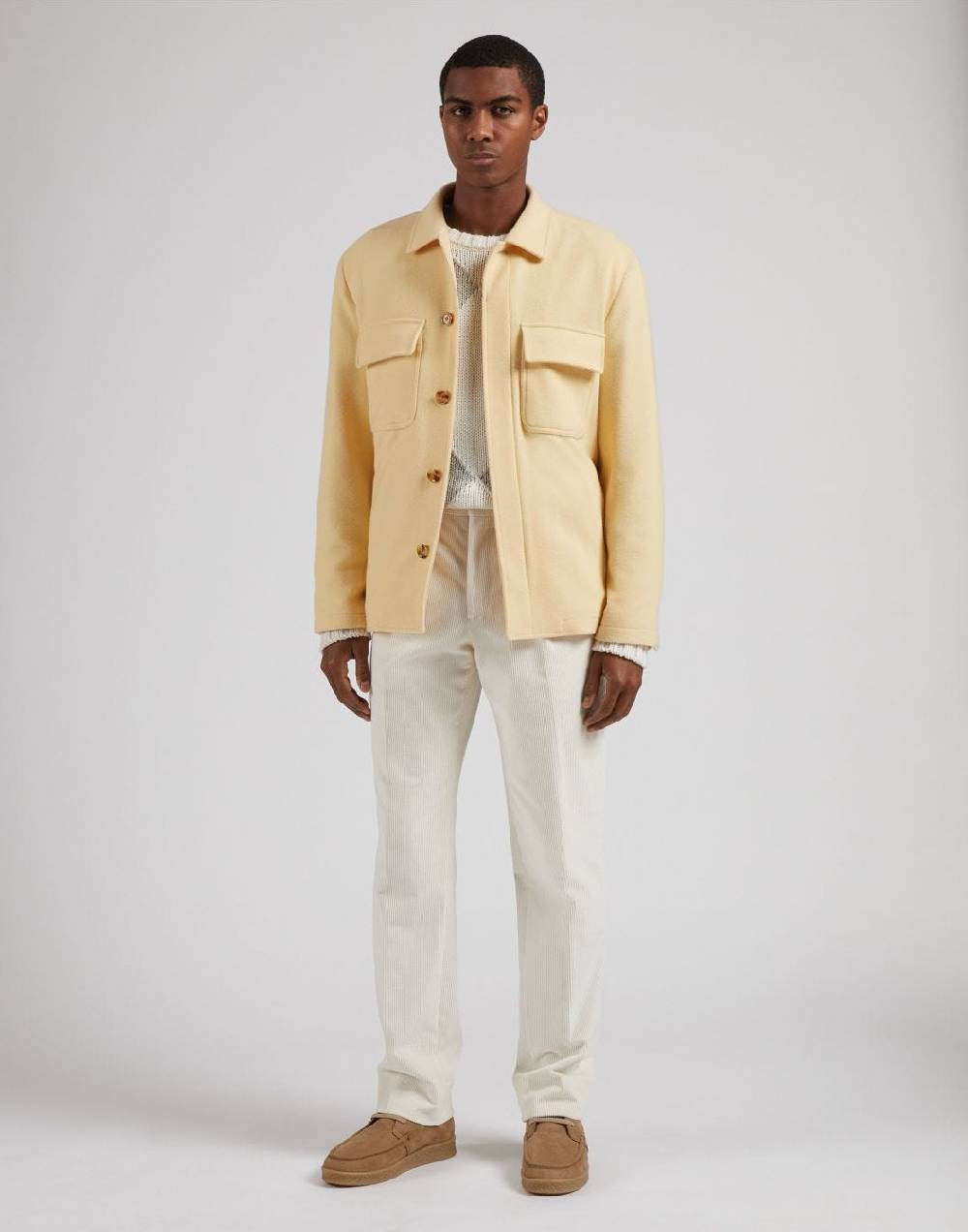 Lardini Giacca camicia gialla in panno lana e cashmere 2025