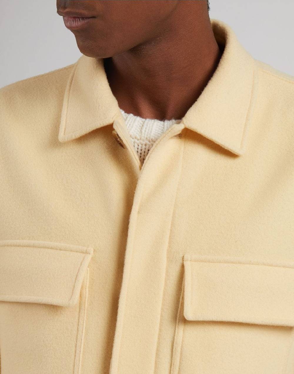 Lardini Giacca camicia gialla in panno lana e cashmere 2025