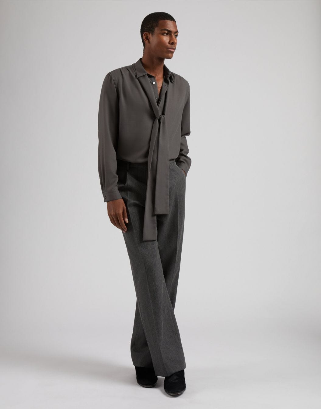 Lardini Camicia ampia attitude in tessuto vaiella grigio In Linea