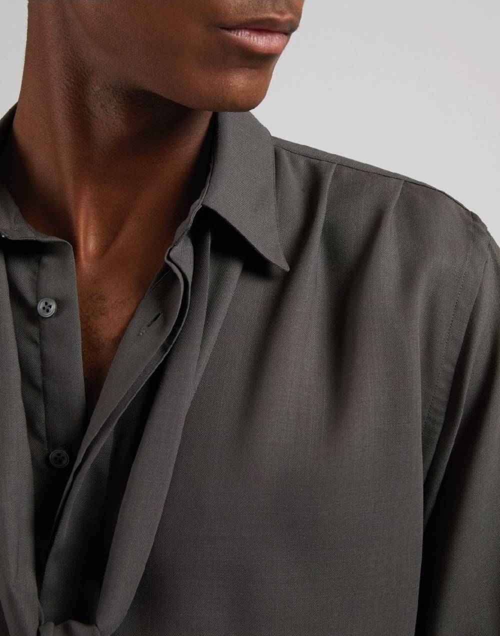 Lardini Camicia ampia attitude in tessuto vaiella grigio In Linea