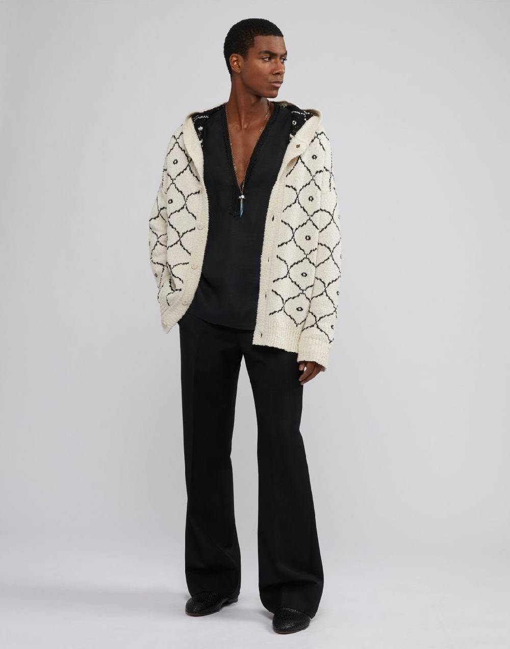 Lardini Pantalone nero attitude in lana e mohair Promozione