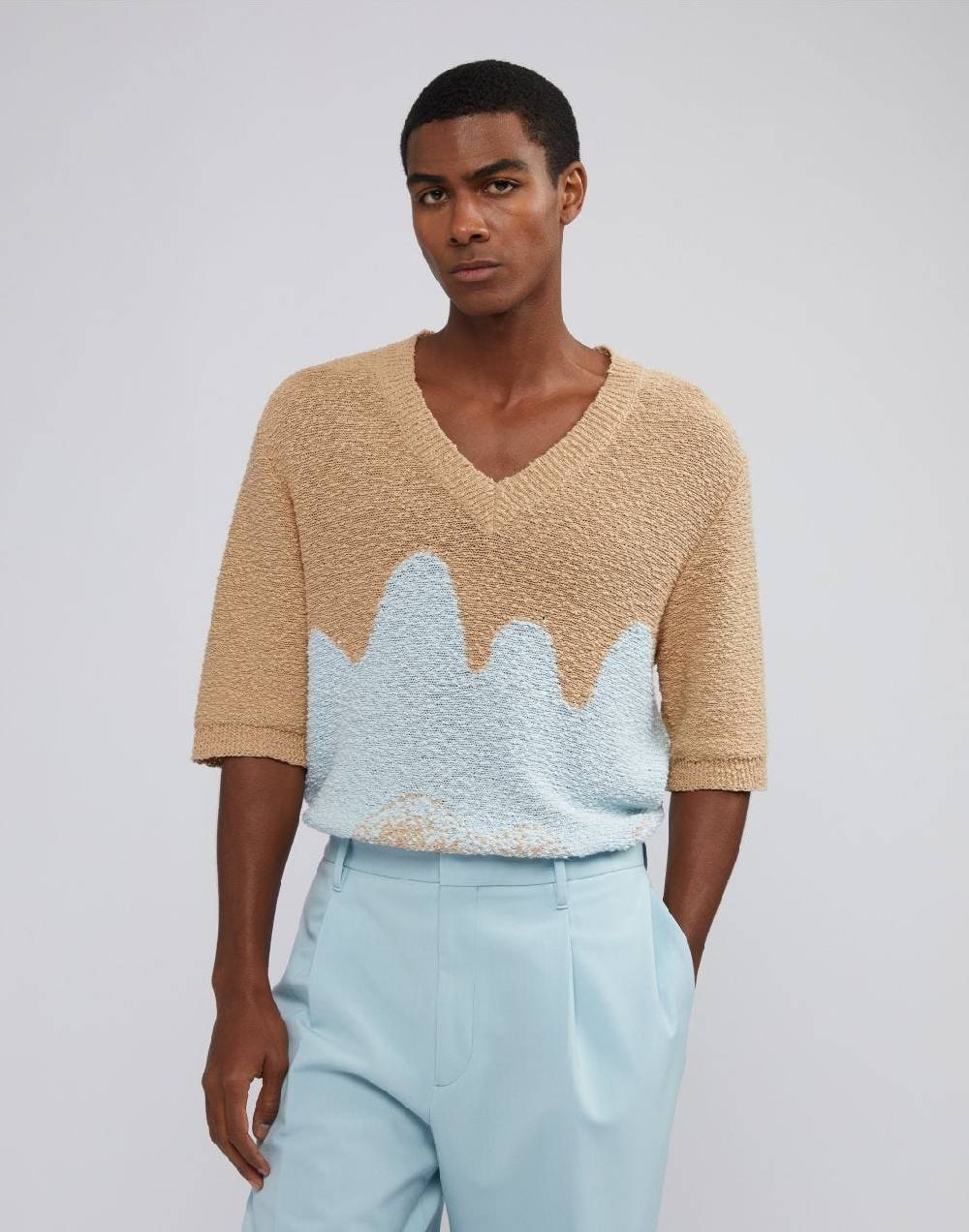 Lardini Maglia a mezza manica con intarsio jacquard Spedizione Gratuita