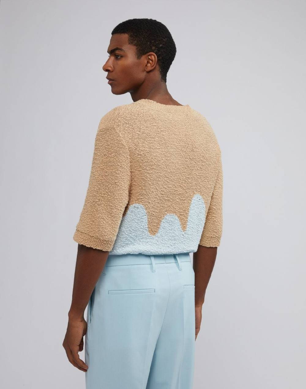 Lardini Maglia a mezza manica con intarsio jacquard Spedizione Gratuita