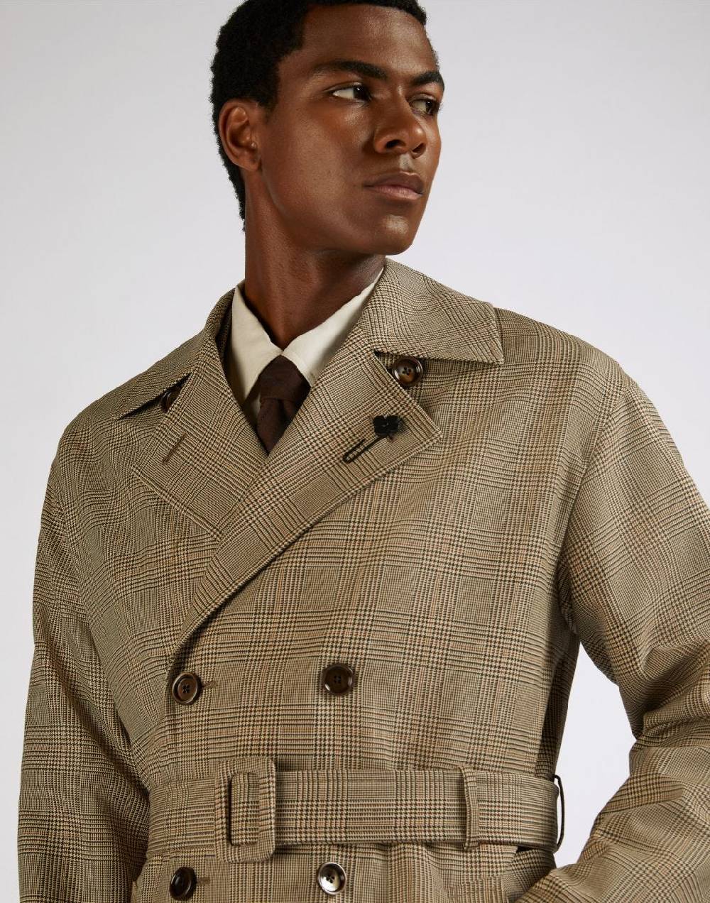 Lardini Trench doppiopetto attitude in lana con cintura in vita Fino Al -60%