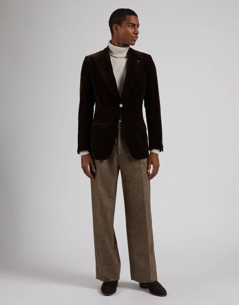 Lardini Giacca monopetto attitude in velluto liscio marrone Shopping Online