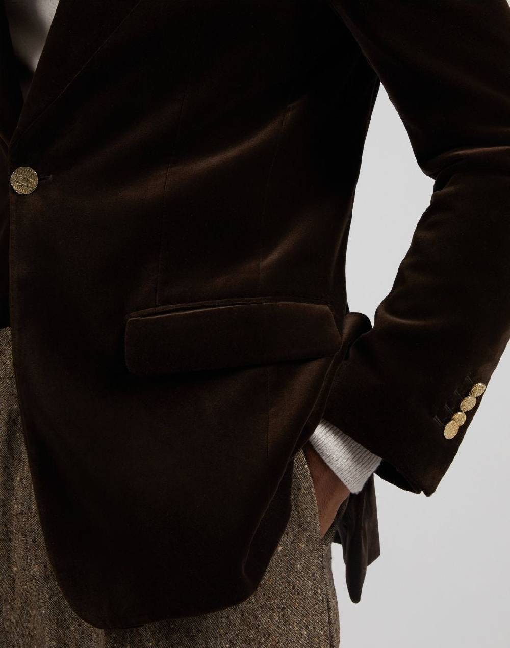 Lardini Giacca monopetto attitude in velluto liscio marrone Shopping Online