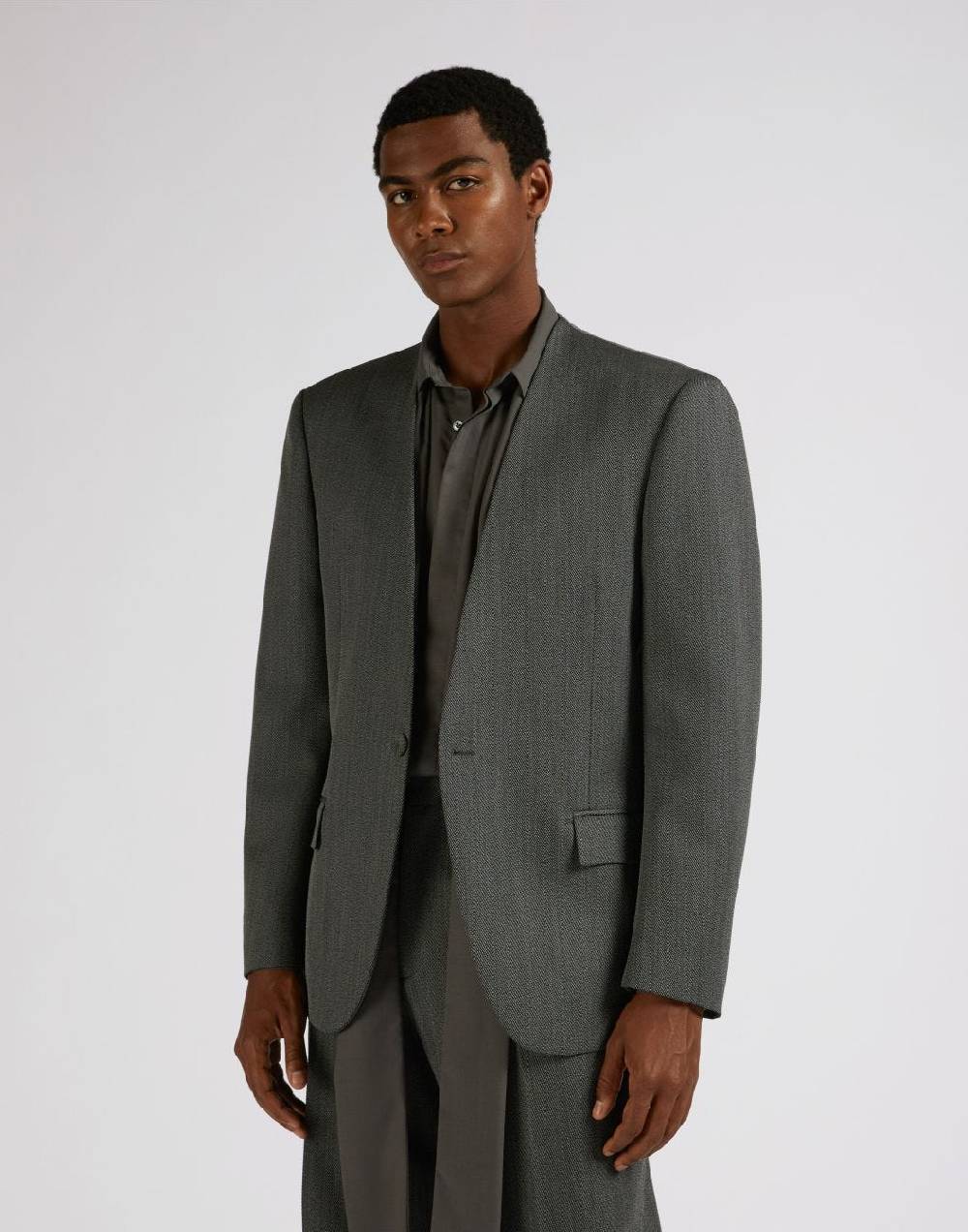 Lardini Giacca monopetto attitude senza rever in lana grigio-bianco Affare Del Giorno